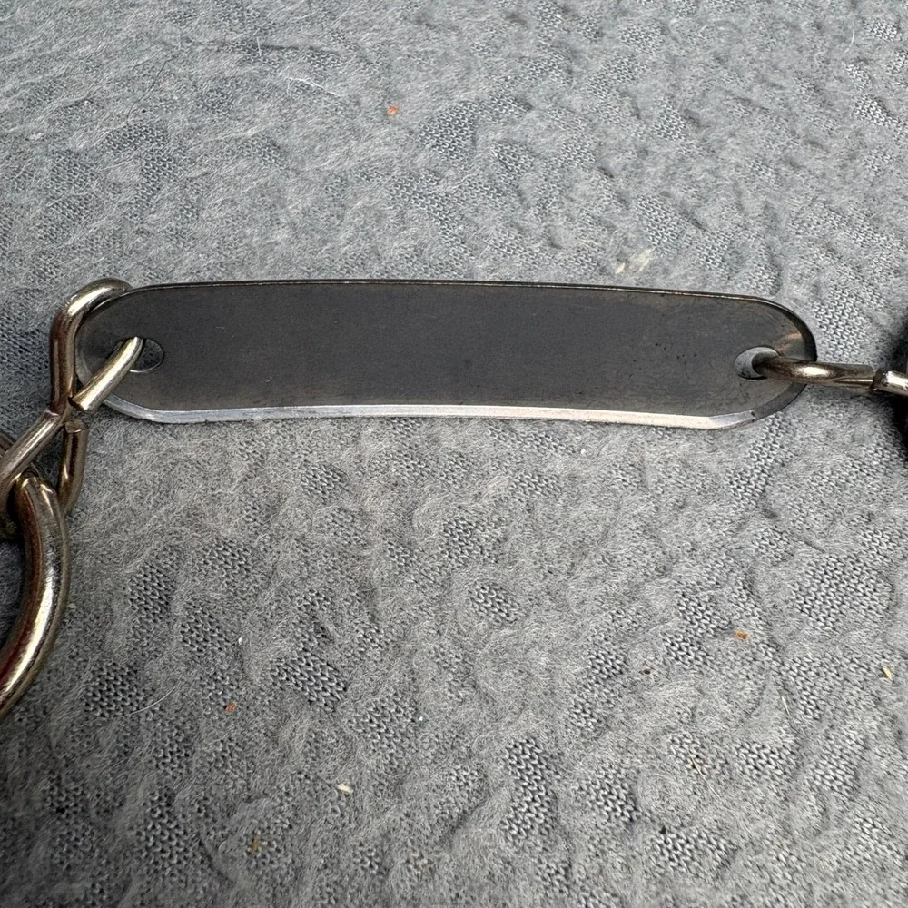 Vintage Silver Tone Large O-Ring Chain Belt ID Tag Detail Punk Industrial 29.5in